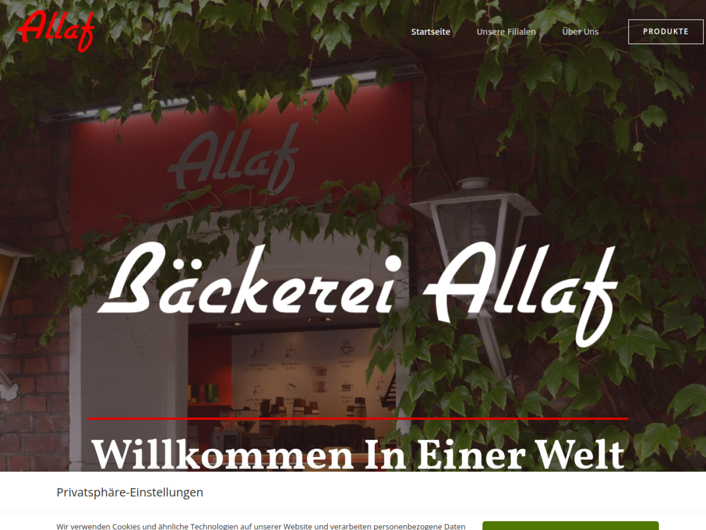 Website-Screenshot von Bäckerei Allaf