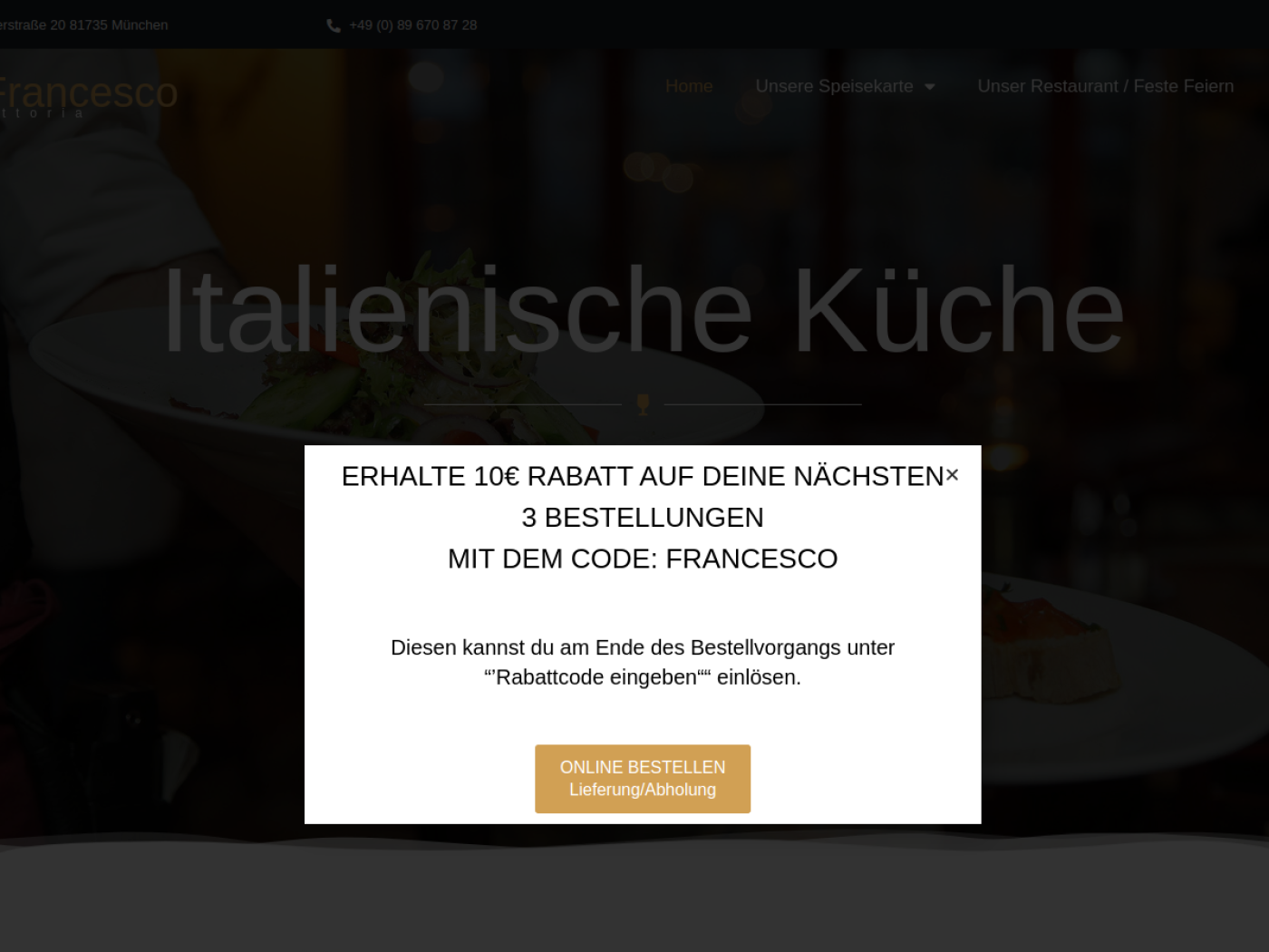 Website-Screenshot von Da Francesco