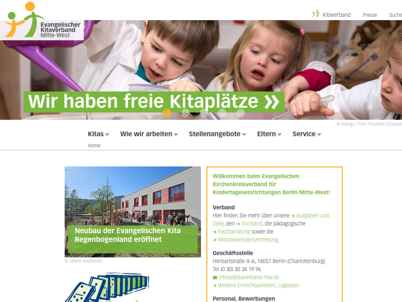 Website-Screenshot von Ev. Kita Viktoria-Luise