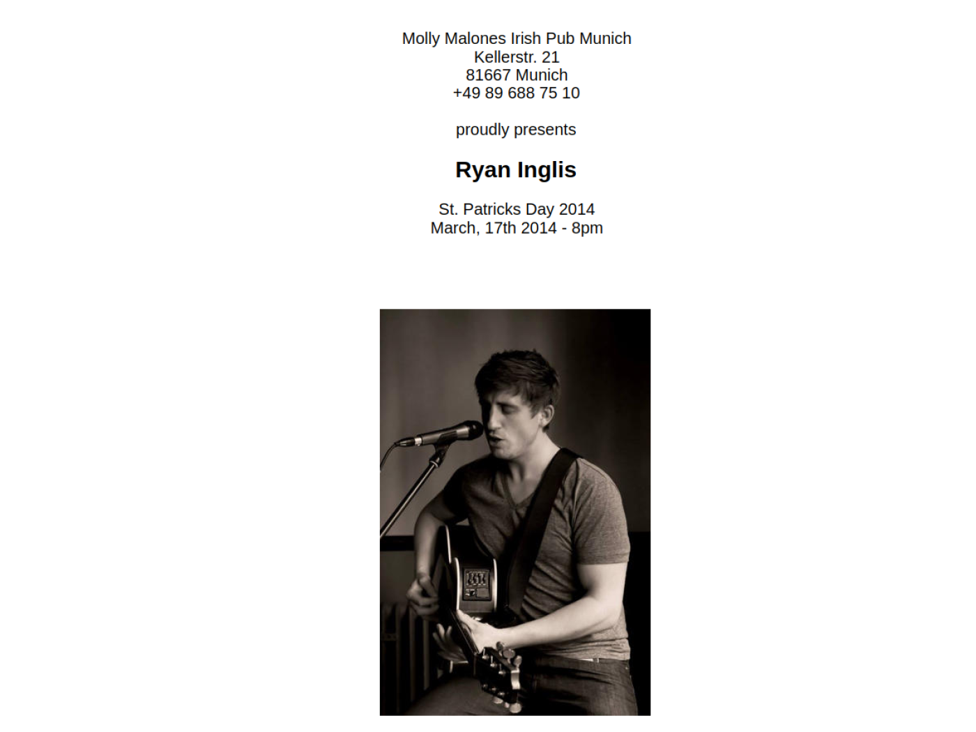 Website-Screenshot von Molly Malone's