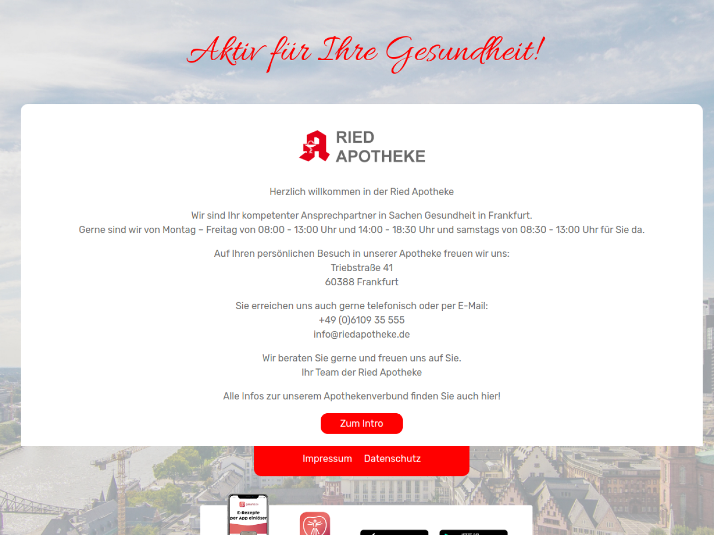 Website-Screenshot von Riedapotheke