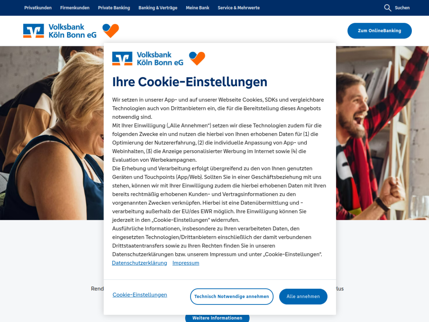 Website-Screenshot von Volksbank Köln Bonn eG