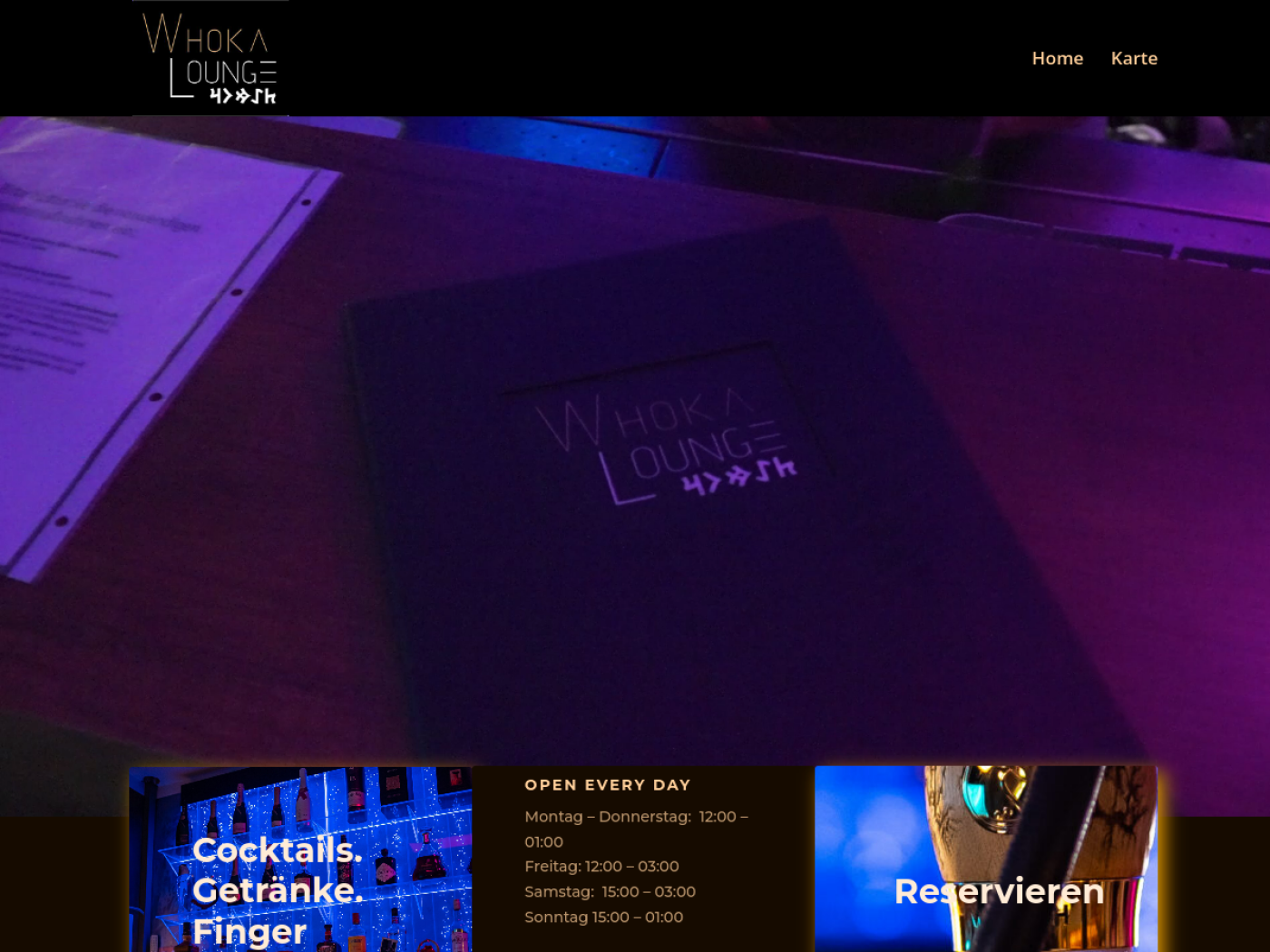 Website-Screenshot von Whoka Lounge