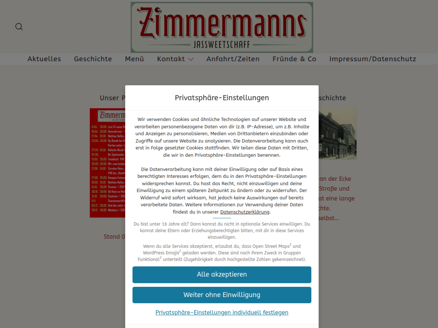 Website-Screenshot von Zimmermanns Jassweetschaff