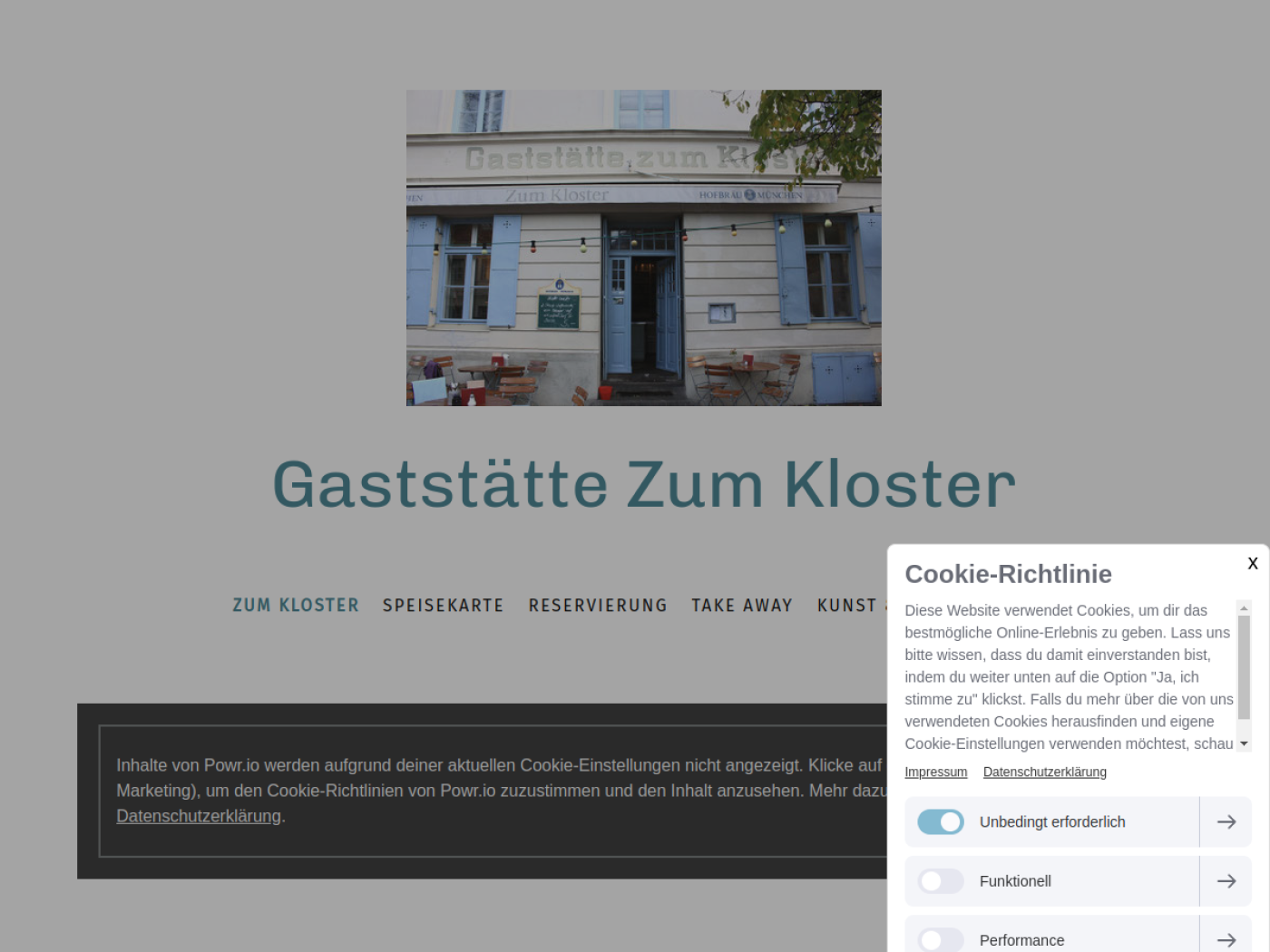 Website-Screenshot von Zum Kloster