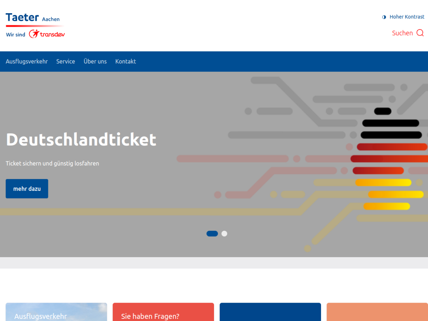 Website-Screenshot von Taeter Aachen